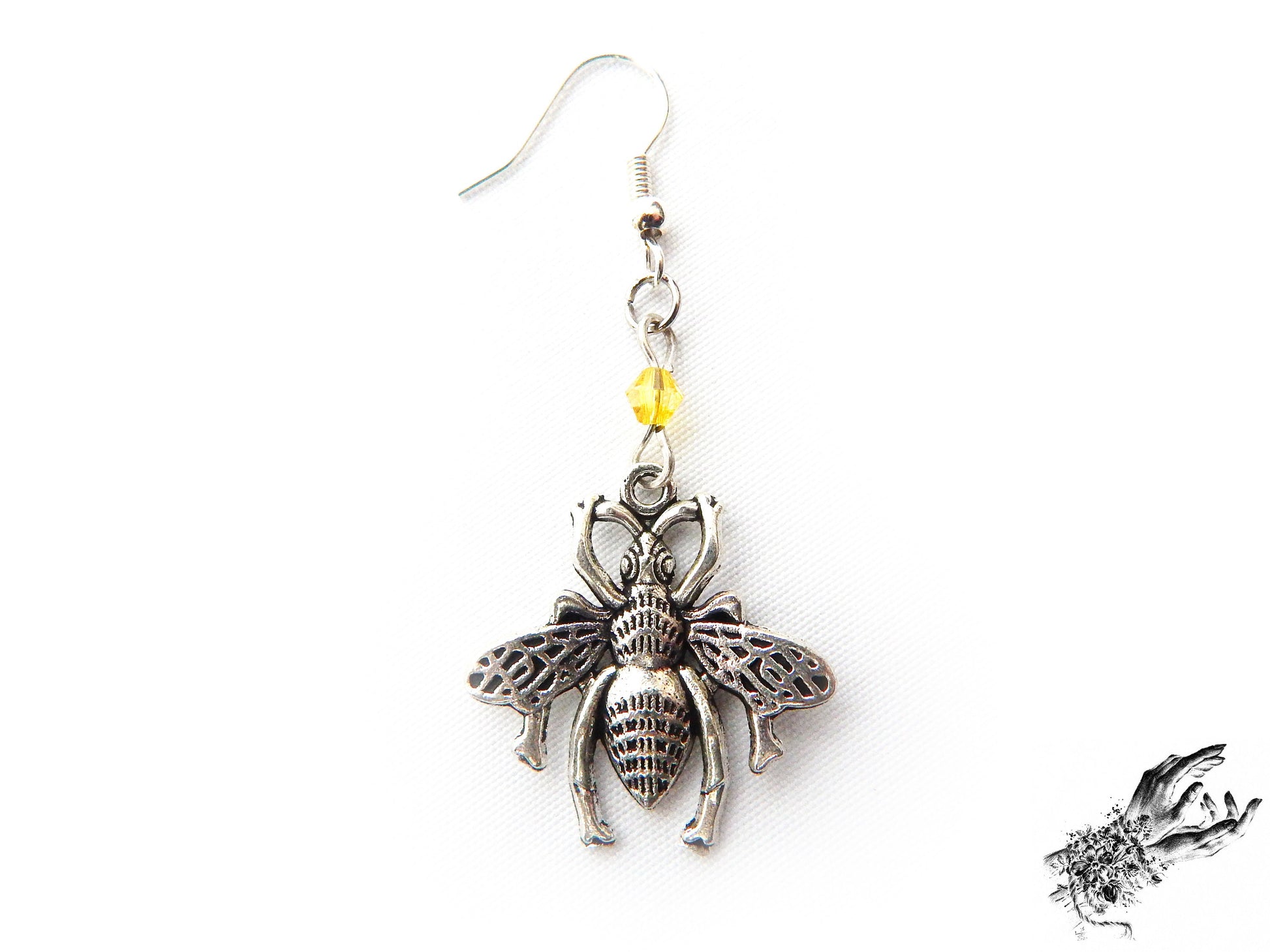 Antique Silver Bee Earrings - 8th Sin