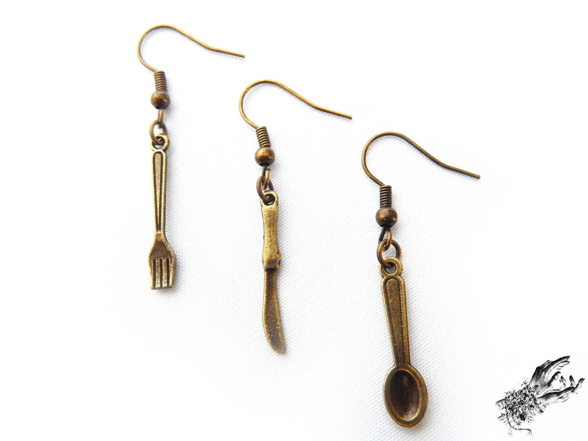 Antique Bronze Cutlery Earrings - 8th Sin