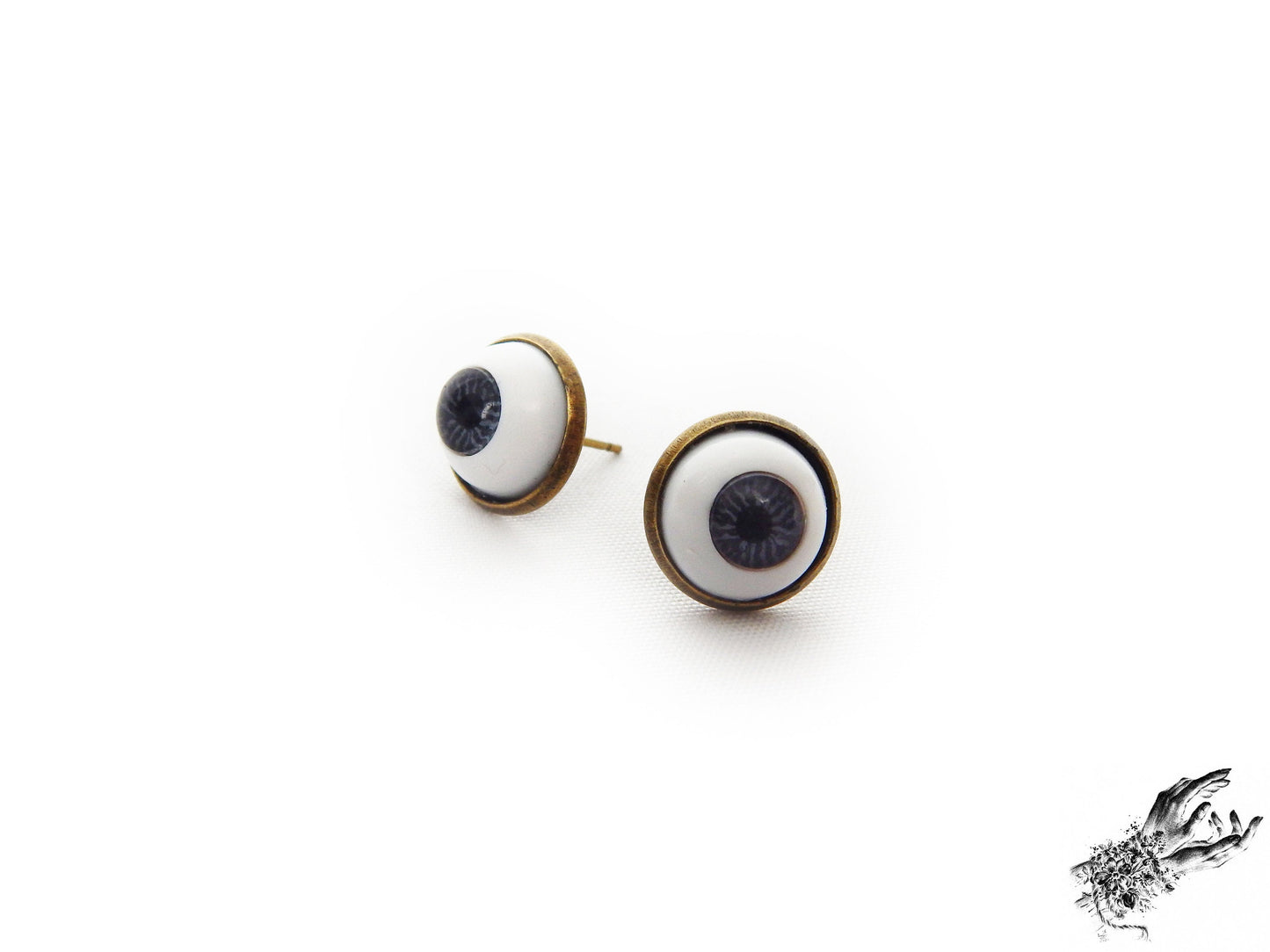 Antique Bronze Eyeball Stud Earrings