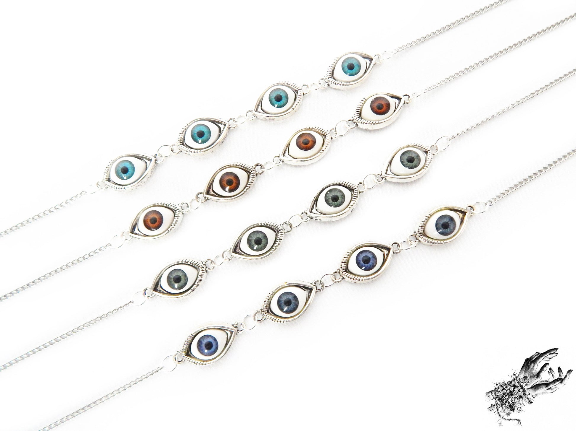 Antique Silver Evil Eye Choker Necklace - 8th Sin