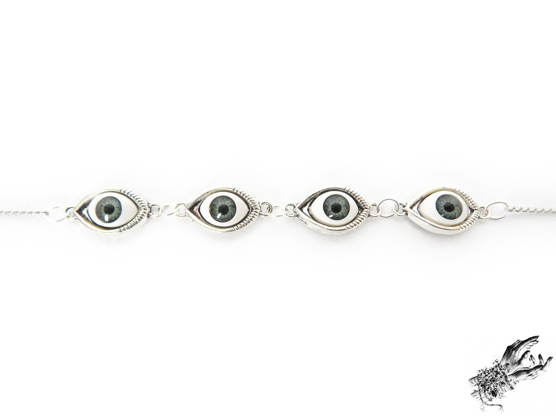 Antique Silver Evil Eye Choker Necklace - 8th Sin