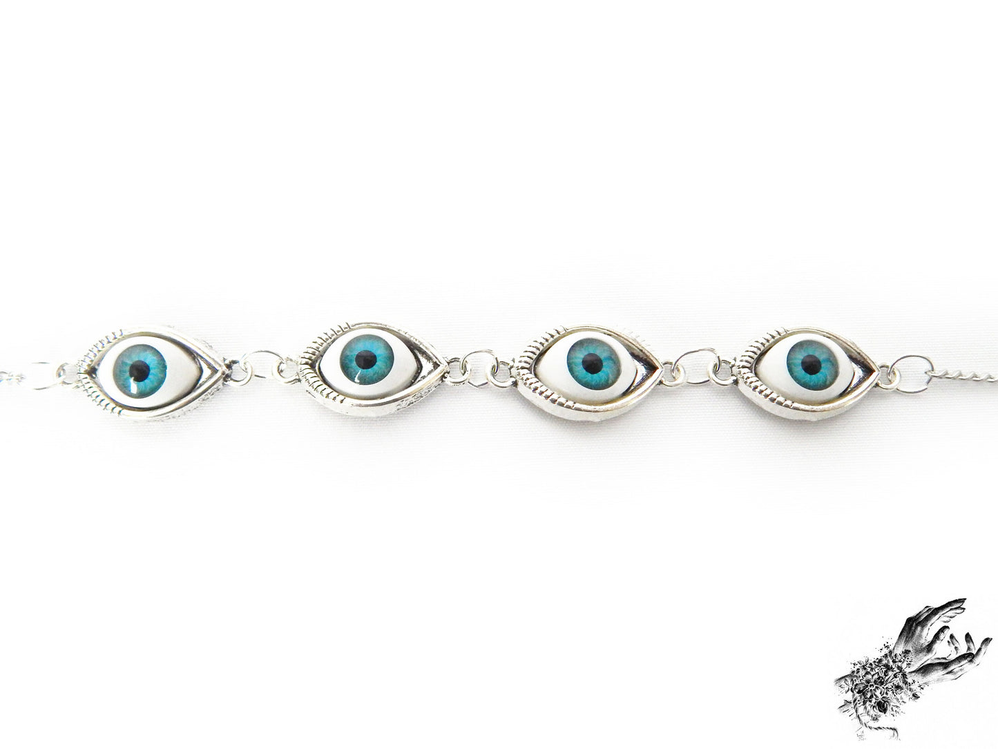 Antique Silver Evil Eye Choker Necklace