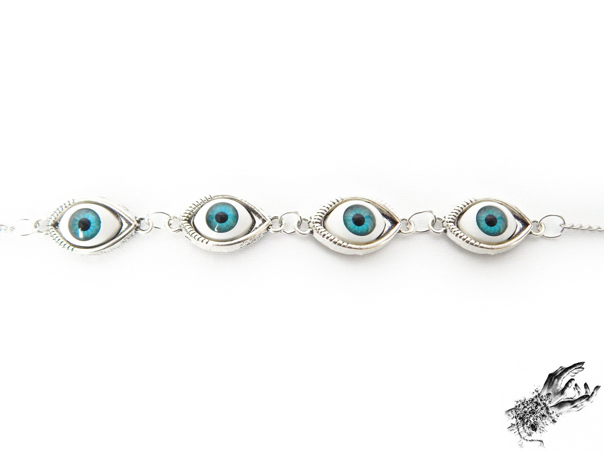 Antique Silver Evil Eye Choker Necklace - 8th Sin