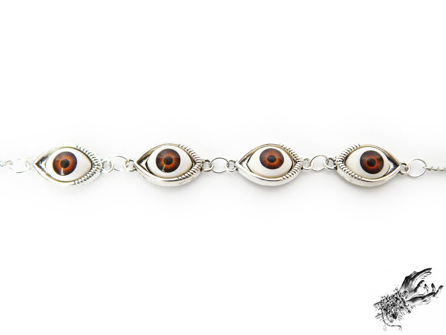 Antique Silver Evil Eye Choker Necklace