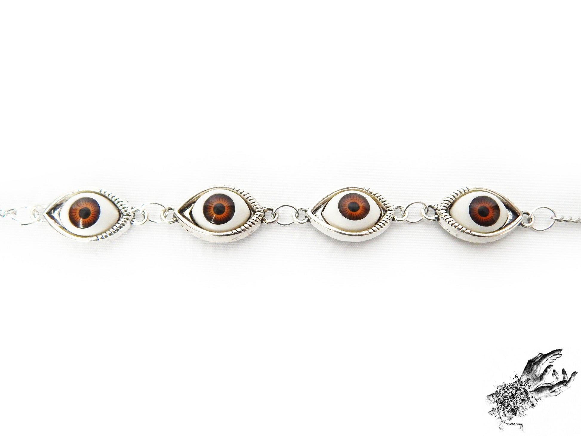 Antique Silver Evil Eye Choker Necklace - 8th Sin