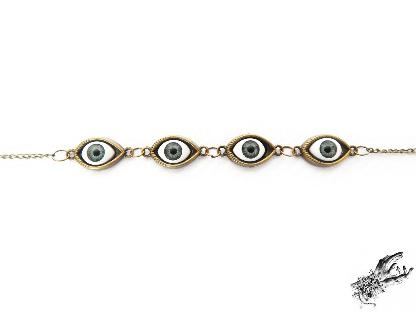 Antique Bronze Evil Eye Choker Necklace