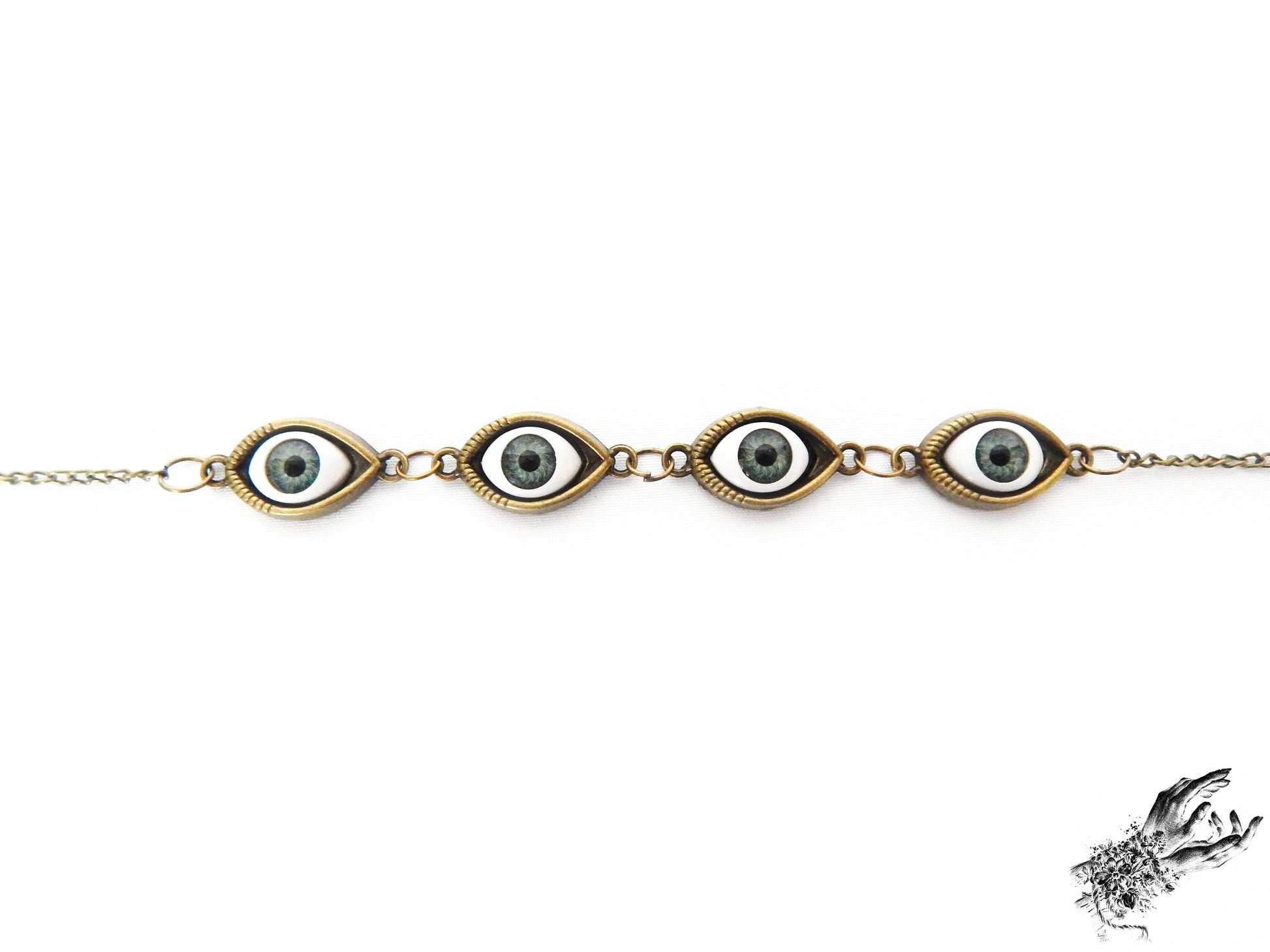 Antique Bronze Evil Eye Choker Necklace - 8th Sin