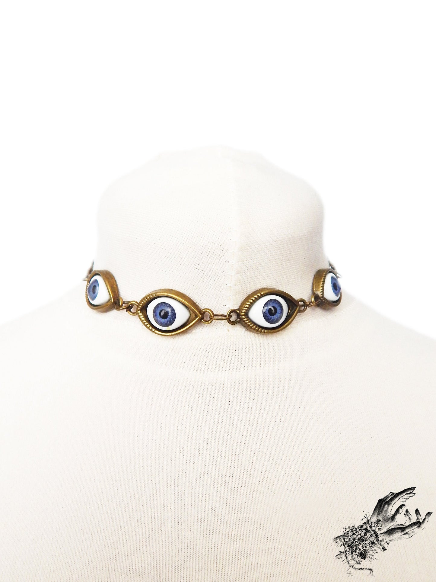 Antique Bronze Evil Eye Choker Necklace