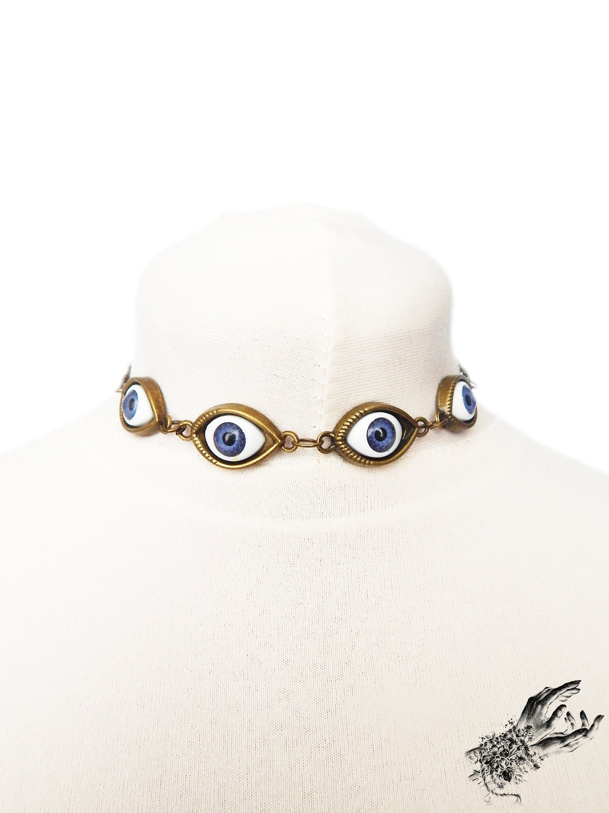 Antique Bronze Evil Eye Choker Necklace - 8th Sin