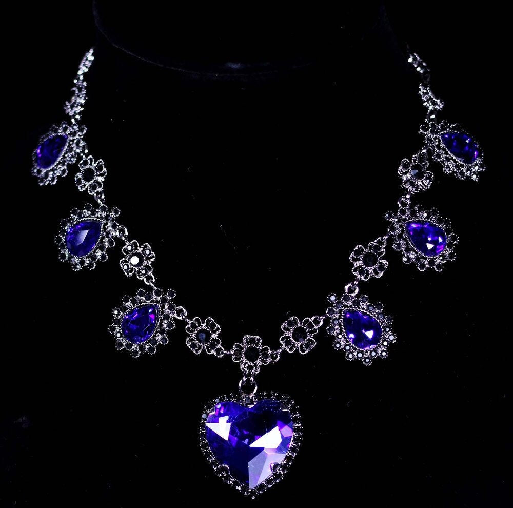 Gunmetal Black Crystal Heart Necklace