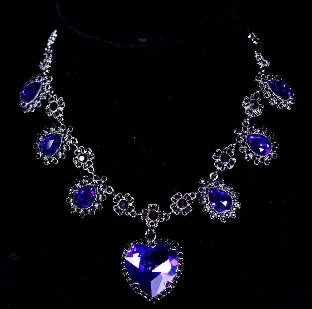 Gunmetal Black Crystal Heart Necklace