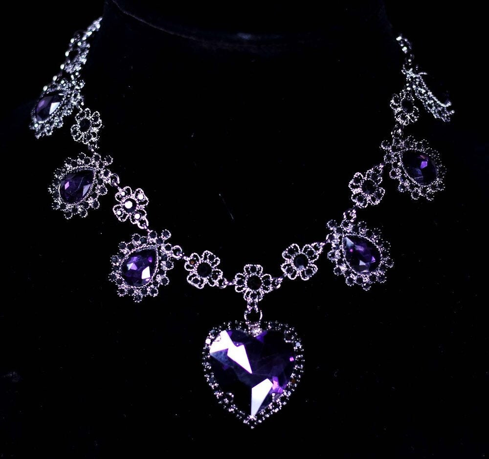 Gunmetal Black Crystal Heart Necklace