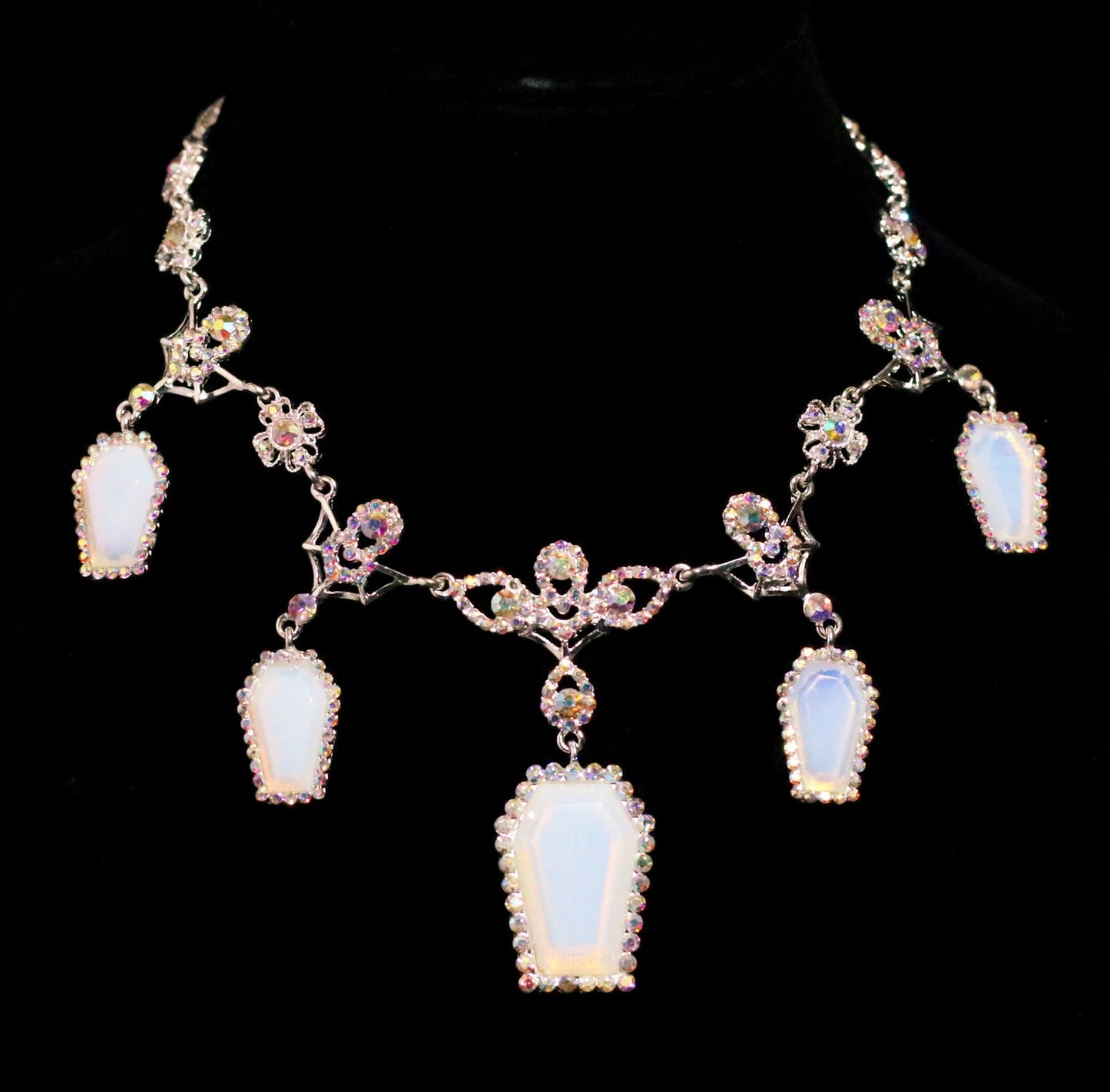 PRE-ORDER - Puvithel Resurrection Necklace - Silver and Opal Semi-Precious Coffin Necklace