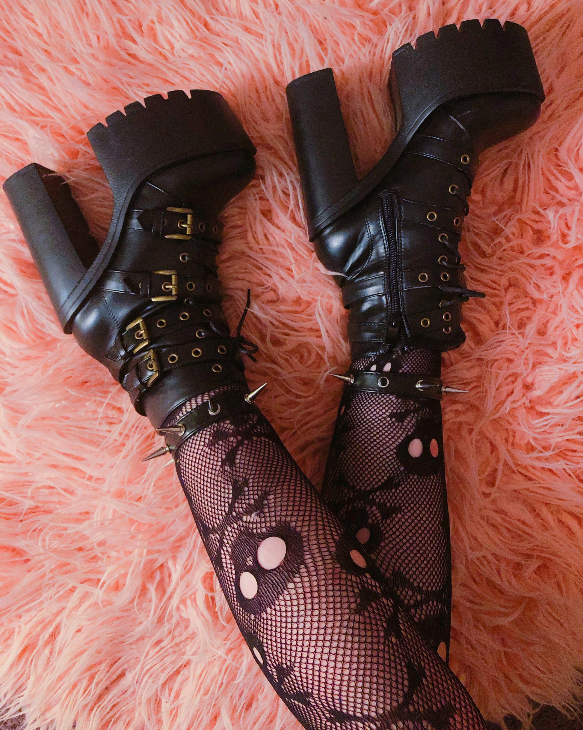 Black Spike Studded Ankle Cuffs - 8th Sin